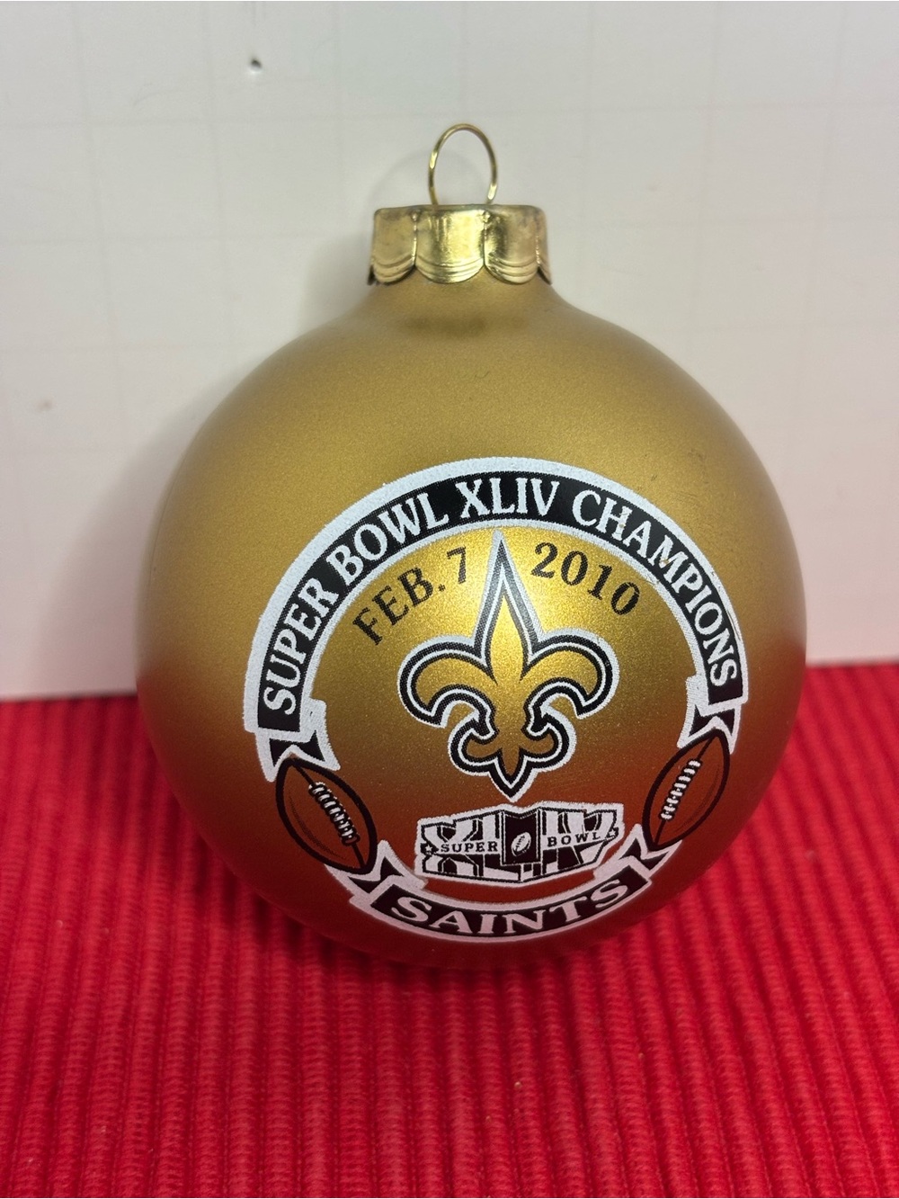 Gold New Orleans Saints Super Bowl XLIV Champions Ornament